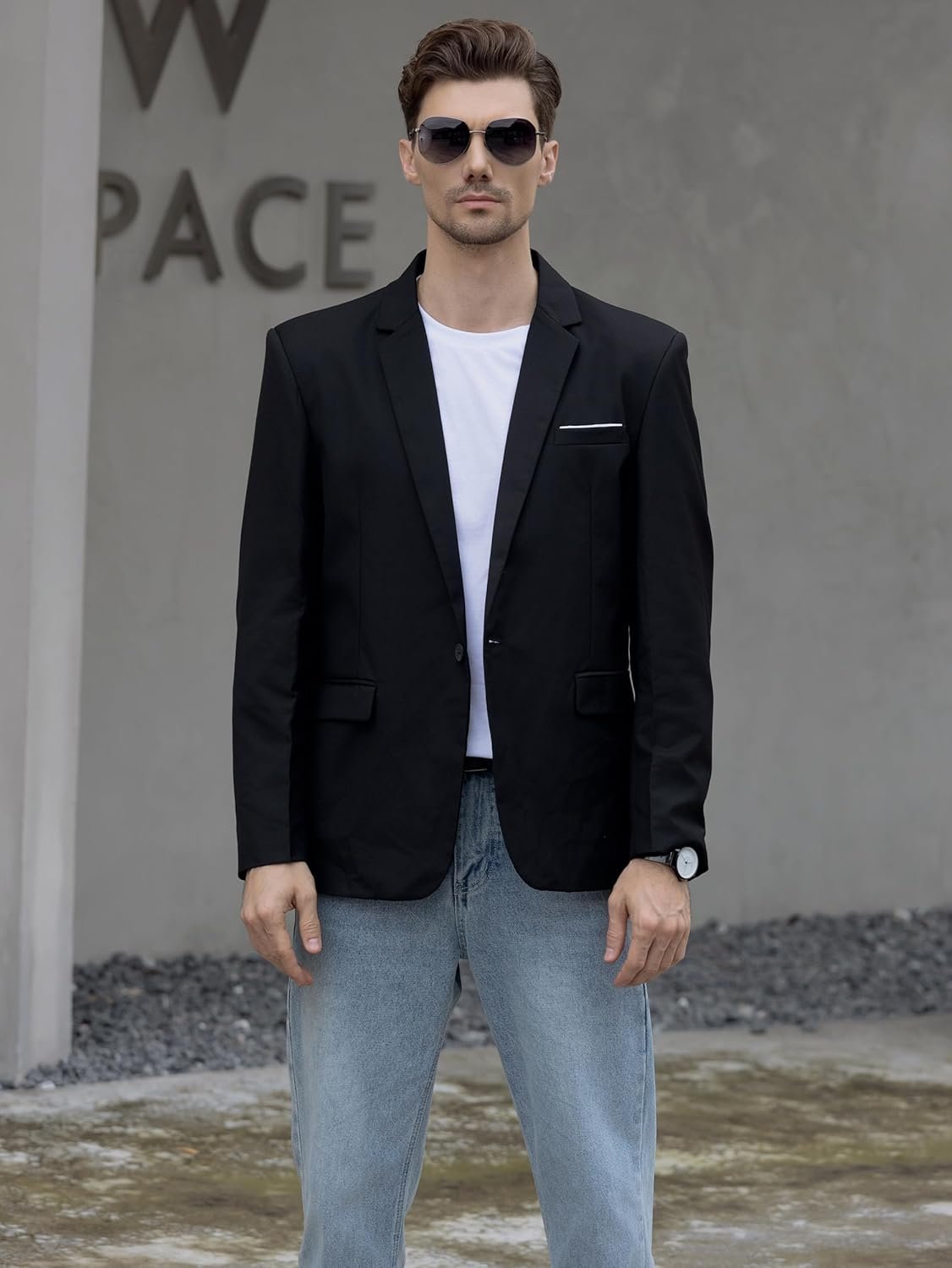 Beninos Mens Blazer Jacket Slim Fit Casual One Button Sport ... - Image 4