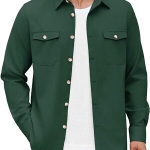 COOFANDY Men's Casual Shirt Jacket Linen Button Down Shirt L...
