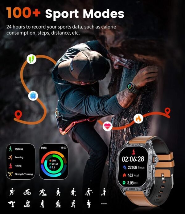 LIGE Military Smart Watch for Men(Call Receive/Dial) with 3 ...