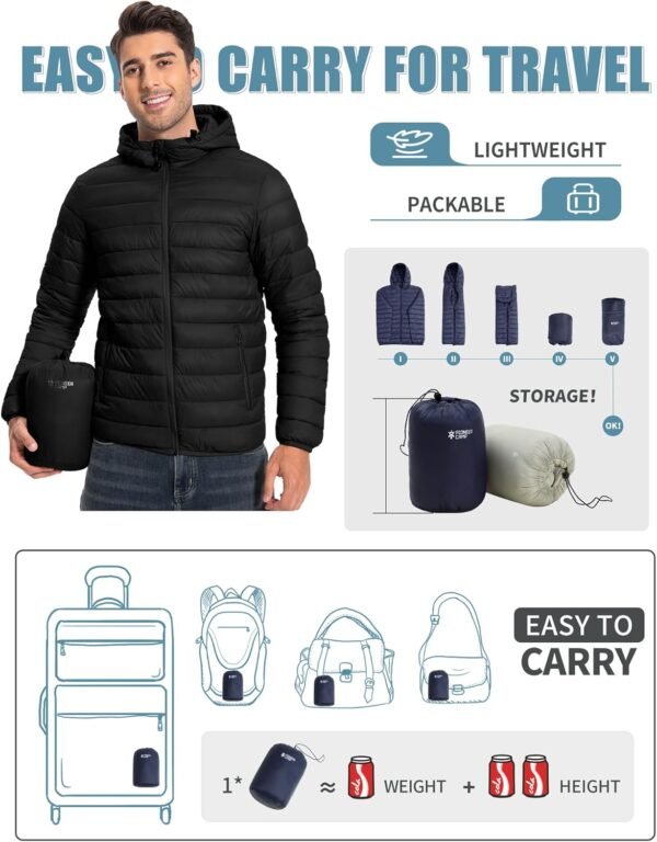 Pioneer Camp Mens Lightweight Packable Puffer Jacket Hooded ...