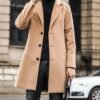 Springrain Men's Wool Blend Pea Coat Notched Collar Single B...