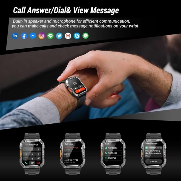 Military Smart Watch for Men (Answer/Make Calls), 2.01'' Sma...