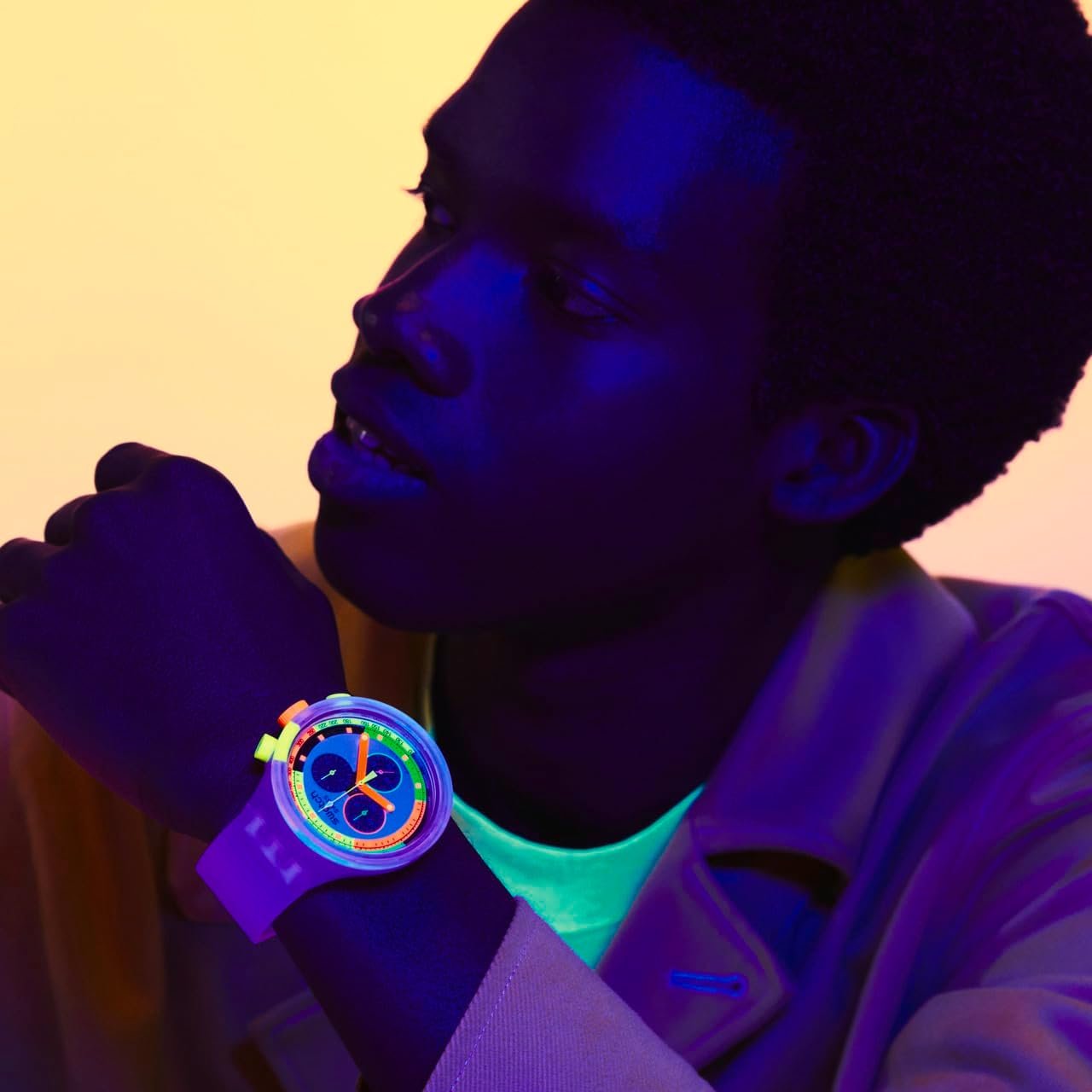 Swatch Casual Watch Transparent Quartz NEON Jelly - Image 4