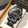 PINDOWS Men's Chronograph Calendar Watch Blue Diamond Analog...