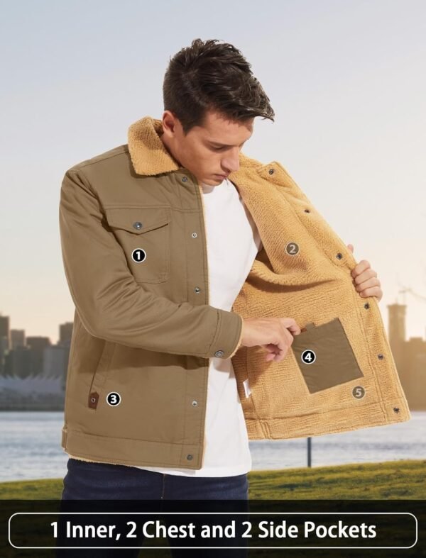 MAGCOMSEN Men's Winter Jacket Lined Sherpa Jacket Warm Truck...