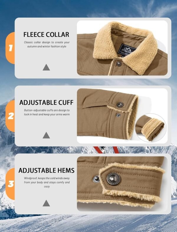 MAGCOMSEN Men's Winter Jacket Lined Sherpa Jacket Warm Truck...