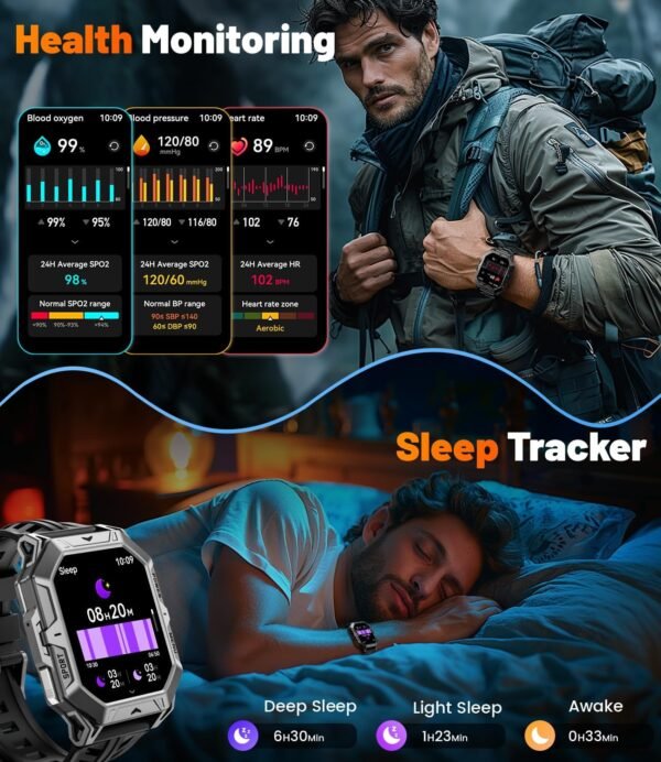 LIGE Military Smart Watches for Men(Answer/Make Calls),100-D...