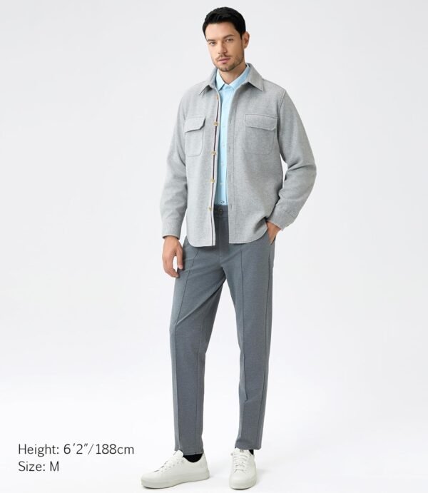 Mens Shirt Jacket Brushed Casual Shacket with Two Pockets Lo...
