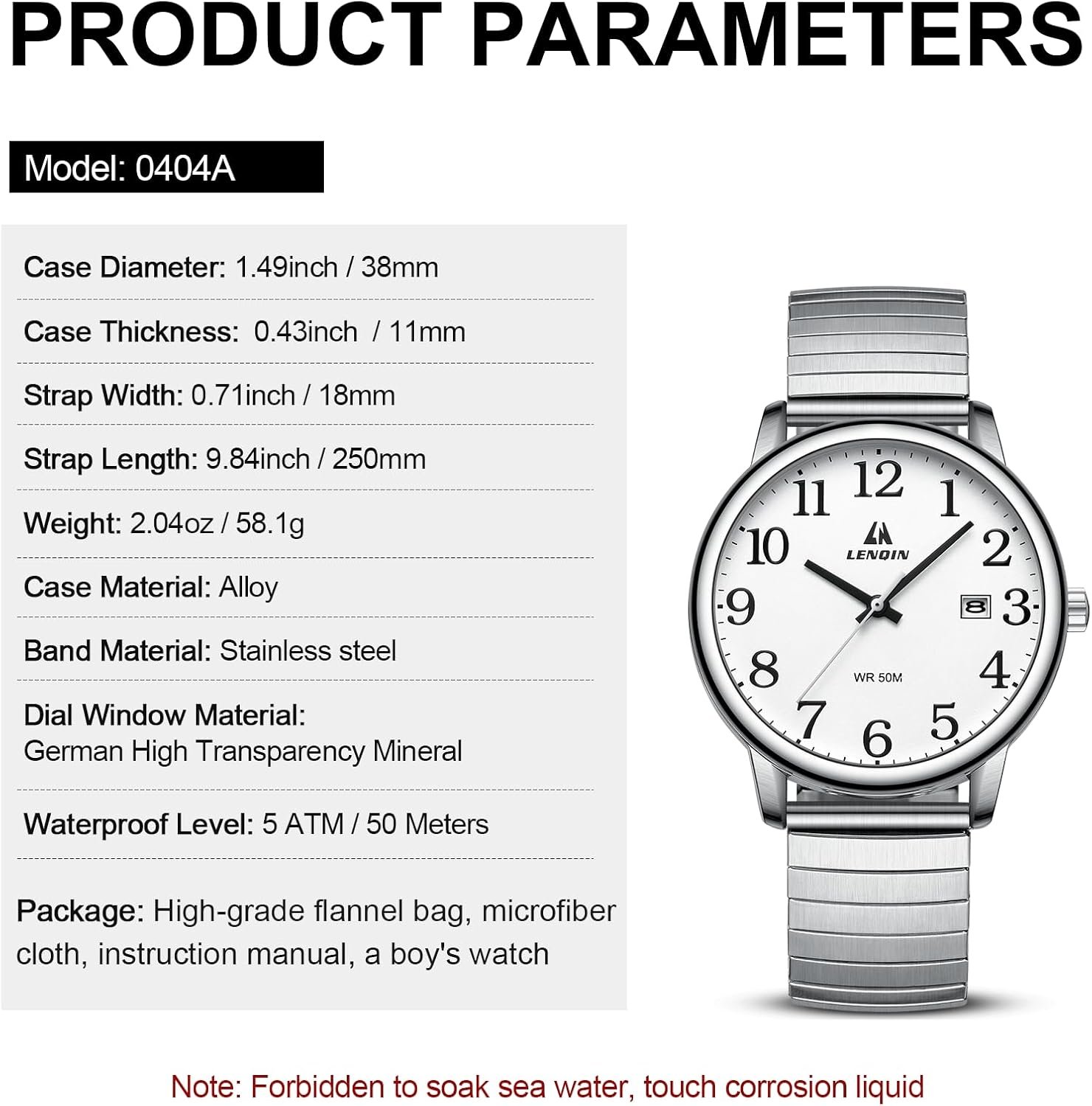 LN LENQIN Mens Watches Easy Read Analog Quartz Sport Waterpr... - Image 7