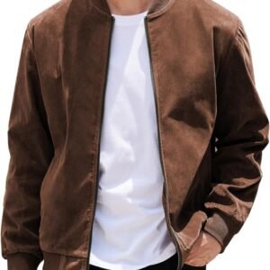 COOFANDY Men's Casual Varsity Jacket Vintage Lightweight Sue...