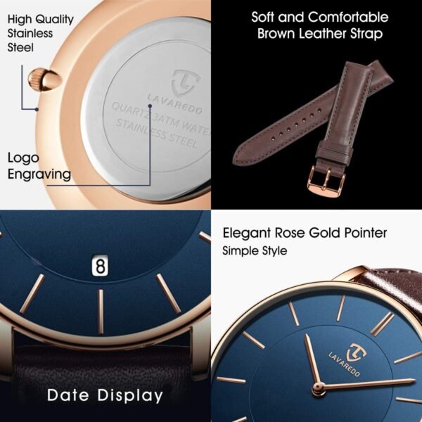 L LAVAREDO Watch for Men, Extremely Thin Mens Watches Minima...