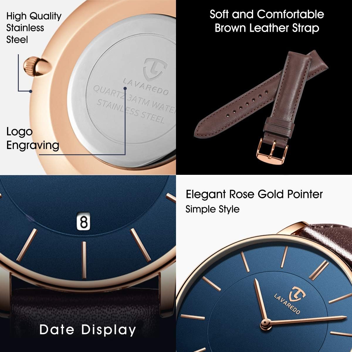 L LAVAREDO Watch for Men, Extremely Thin Mens Watches Minima... - Image 4
