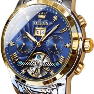 OLEVS Men Automatic Watch Skeleton 5 Hands Mechanical Classi...