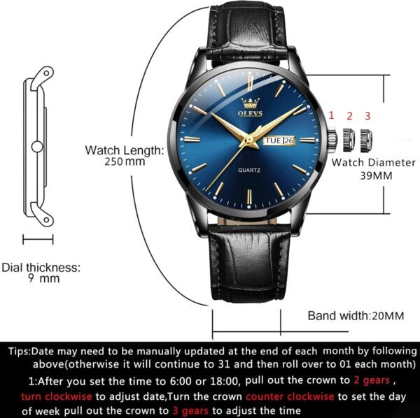 OLEVS Amazon Watches,Brown Leather Watch for Men,Men Day Dat...