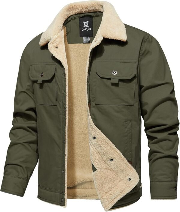 Men's Winter Jacket, Cotton Sherpa Fleece Lined Jacket, Warm...