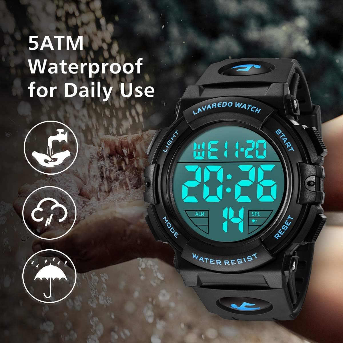 L LAVAREDO Mens Digital Watch Sports Military Watches Waterp... - Image 6