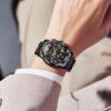 PINDOWS Men's Chronograph Calendar Watch Blue Diamond Analog...
