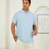 Men's Short Sleeve Polo Shirts Textured Knit Slim Fit Casual...