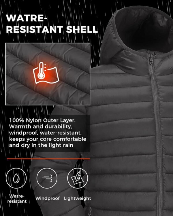 Men's Puffer Jacket Hooded Lightweight Full Zip Warm Coats W...