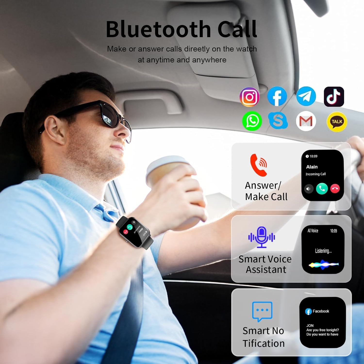 Smart Watch, Smartwatches for Men Women, 1.85"HD Fitness Tra... - Image 2