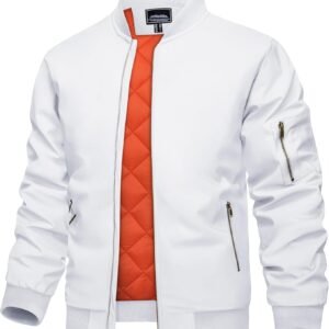 KEFITEVD Men's Jacket Casual Windproof Bomber Jackets Full Z...