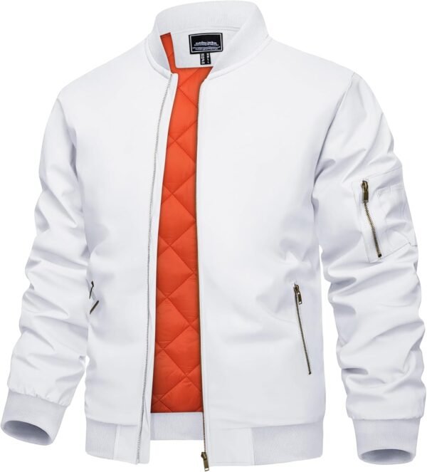 KEFITEVD Men's Jacket Casual Windproof Bomber Jackets Full Z...
