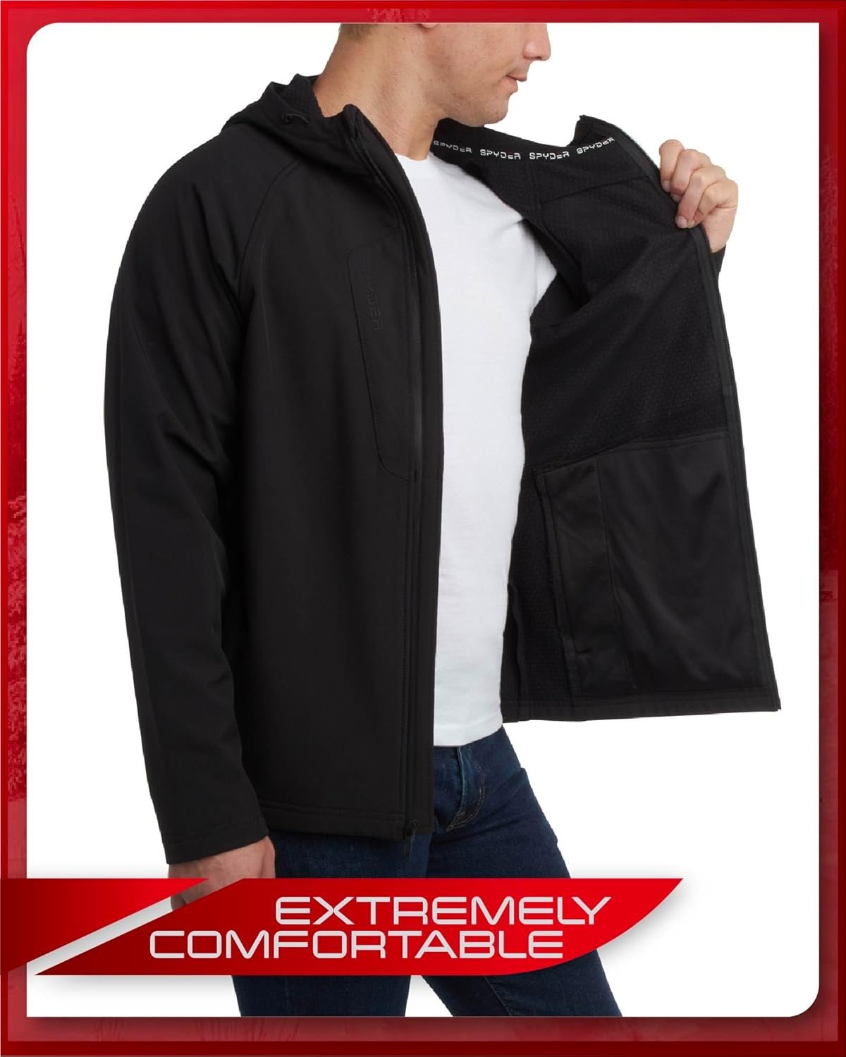 Spyder Men's Active Softshell Jacket - Polar Fleece-Lined Wa... - Image 3