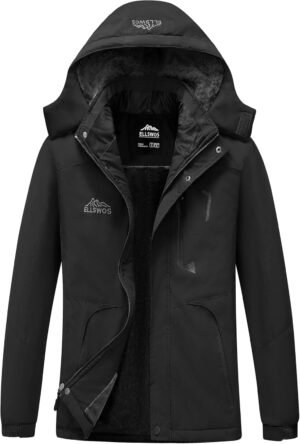 ELLSWOS Men's Waterproof Ski Jacket Winter Snow Coat Warm Ho...