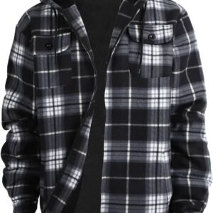 Winter Heavy Warm Sherpa Lined Fleece Plaid Flannel Jacket M...