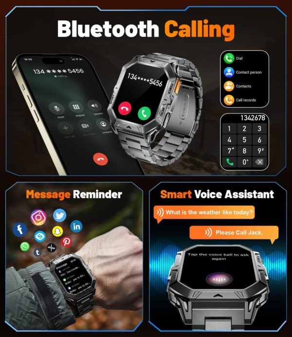 LIGE Military Smart Watches for Men(Answer/Make Calls),100-D...