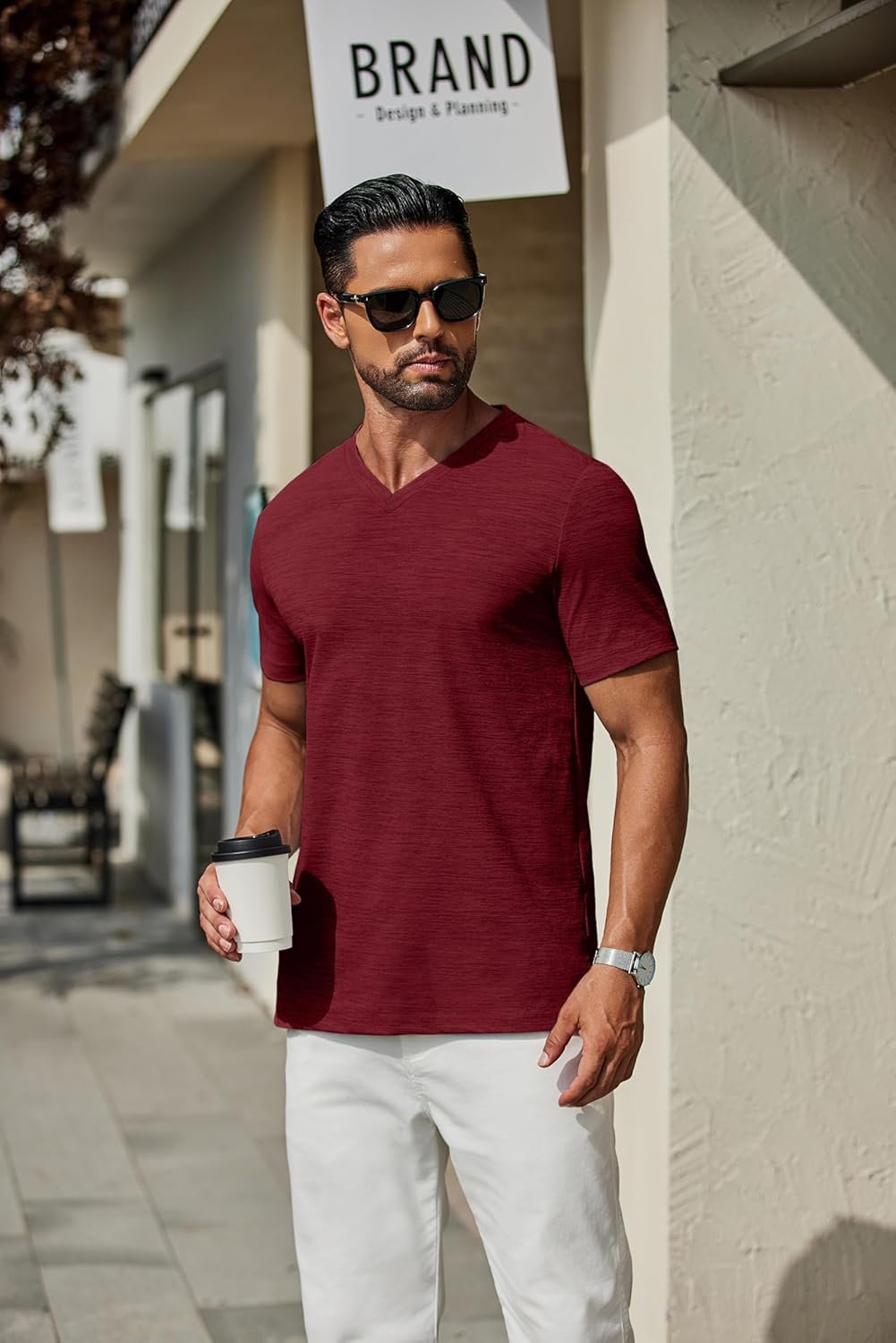 COOFANDY Men's T Shirts Short Sleeve Classic V Neck T-Shirt ... - Image 6