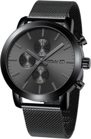 CRRJU Watches for Men Luxury Business Stainless Steel Waterp...