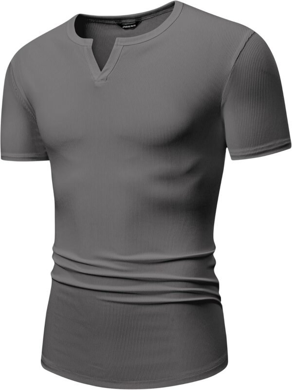 JMIERR Men's Muscle V-Neck T Shirt Short Sleeve Longline Rib...