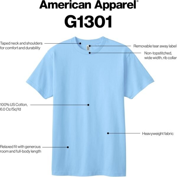 American Apparel Unisex Heavyweight Cotton T-Shirt, Style G1...
