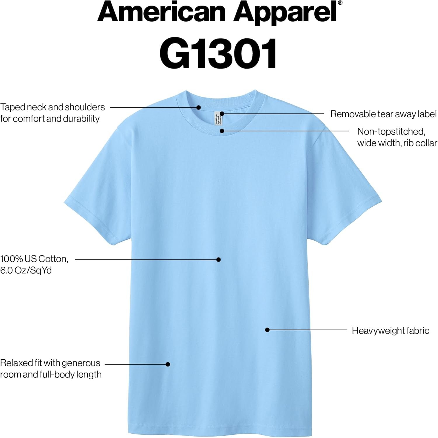 American Apparel Unisex Heavyweight Cotton T-Shirt, Style G1... - Image 2