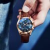 OLEVS Men's Casual Leather Watch, Big Face Chronograph Watch...