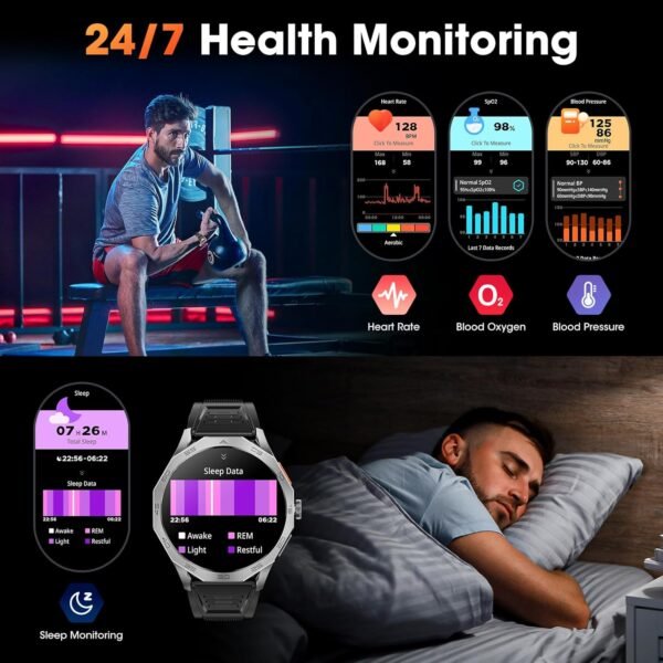 Military Smart Watch for Men 1.85" HD Ultra Screen Touch Scr...