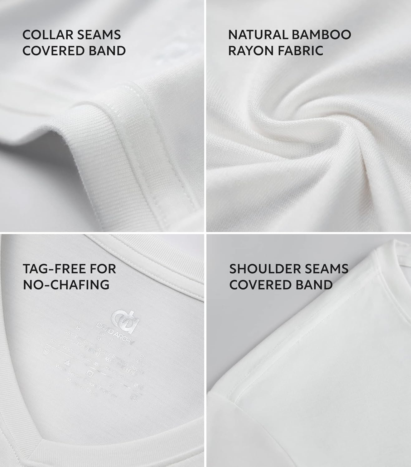 DAVID ARCHY Men's Undershirt Bamboo Rayon Moisture-Wicking V... - Image 5