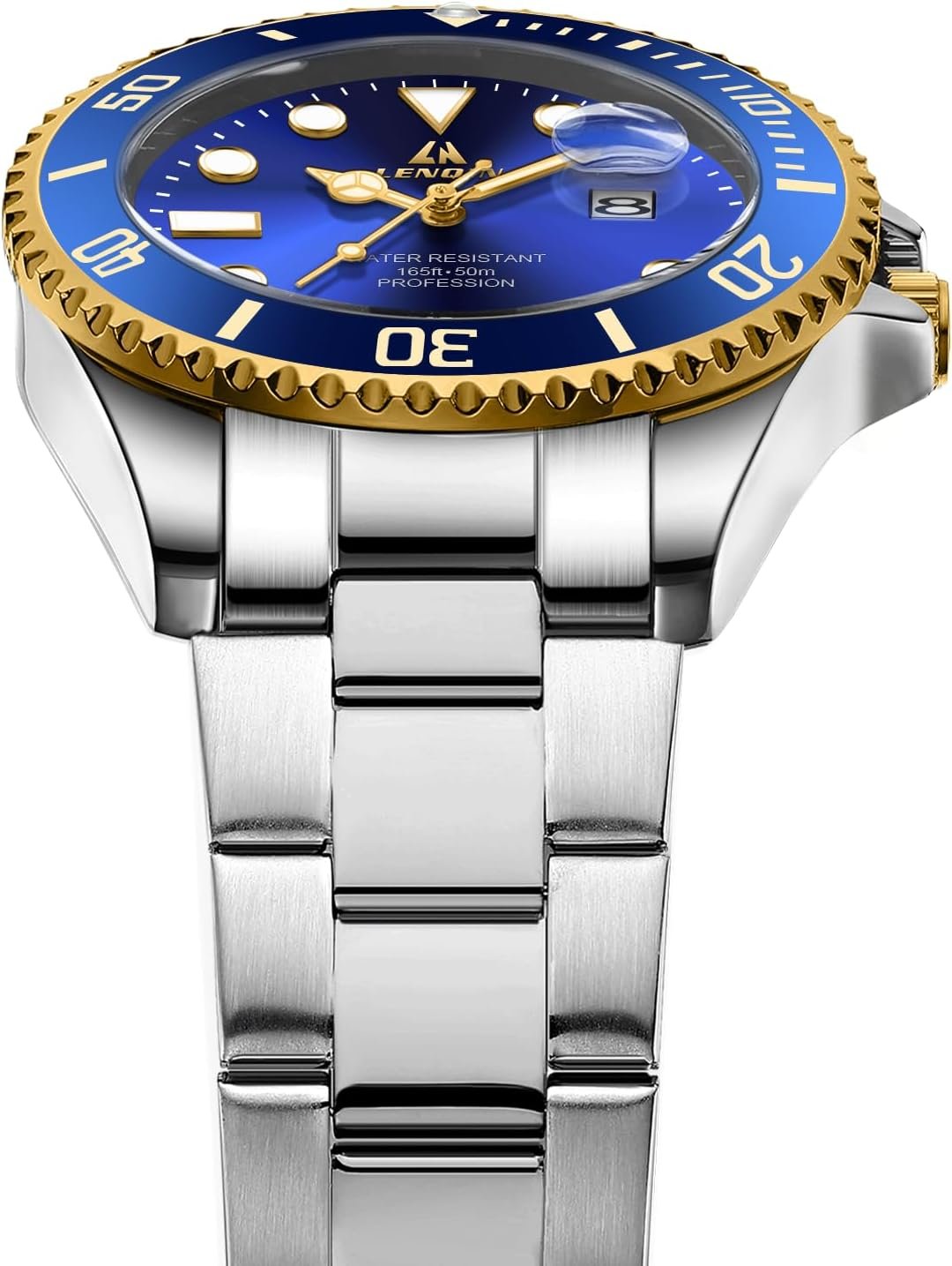 LN LENQIN Mens Watches Stainless Steel Waterproof Analog Qua... - Image 3