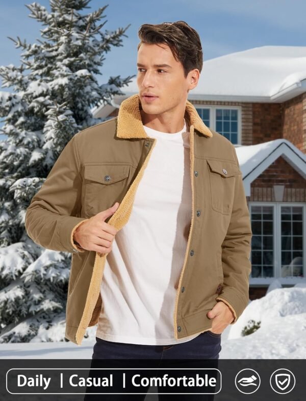MAGCOMSEN Men's Winter Jacket Lined Sherpa Jacket Warm Truck...