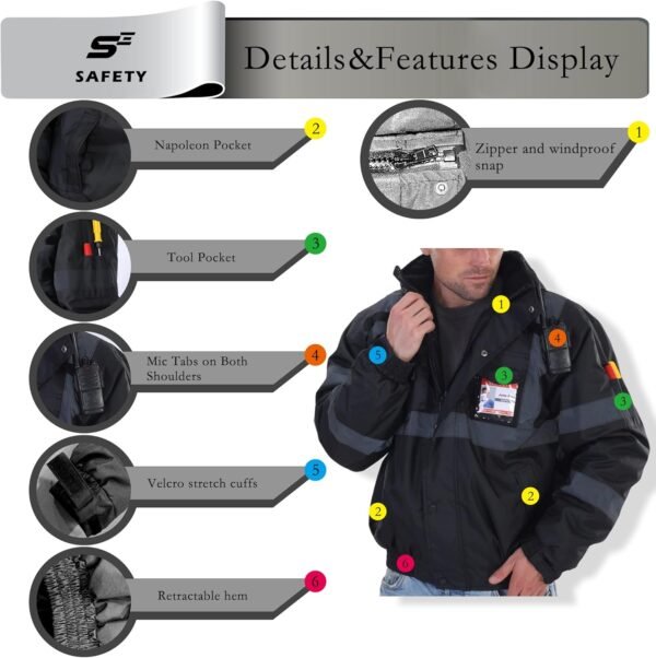 sesafety Reflective Jacket for Men, High Visibility Jackets,...