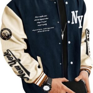 SOLY HUX Men's Varsity Jacket Color Block Letter Graphic Lon...