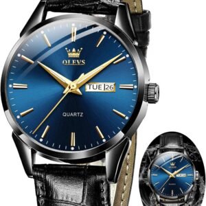 OLEVS Amazon Watches,Brown Leather Watch for Men,Men Day Dat...