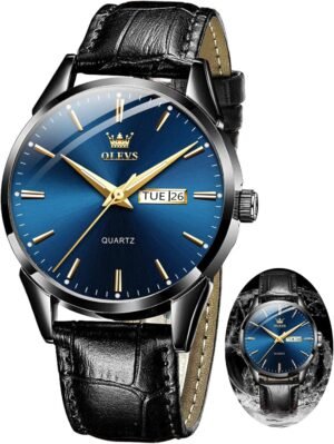 OLEVS Amazon Watches,Brown Leather Watch for Men,Men Day Dat...