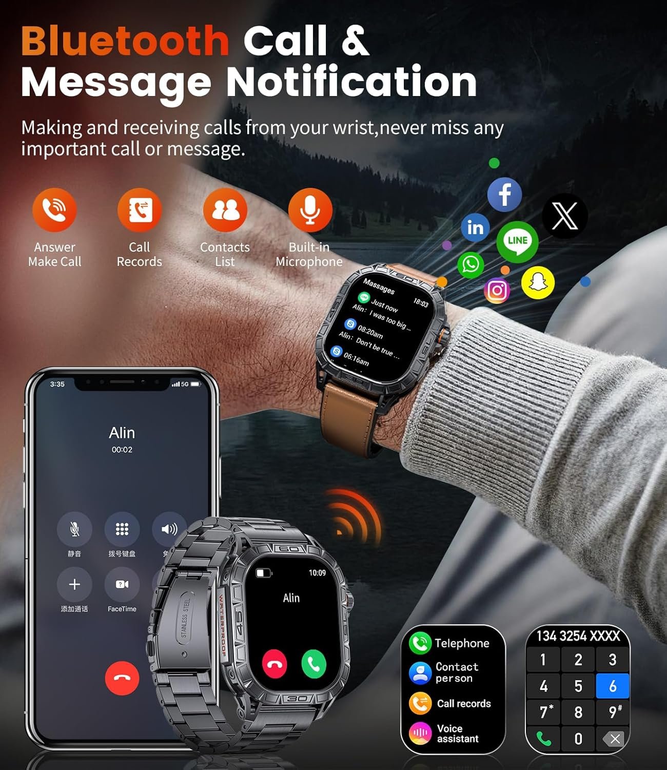 LIGE Military Smart Watch for Men(Call Receive/Dial) with 3 ... - Image 2