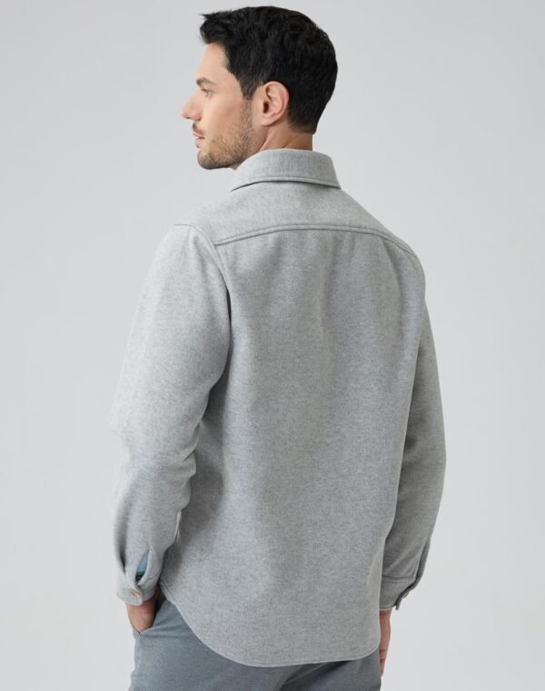 Mens Shirt Jacket Brushed Casual Shacket with Two Pockets Lo...