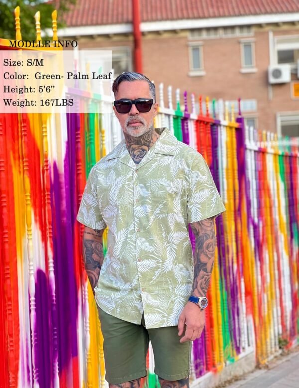 COOFANDY Men's Hawaiian Floral Shirts Cotton Linen Button Do...
