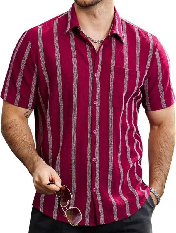 VATPAVE Mens Summer Striped Shirts Button Down Short Sleeve ...