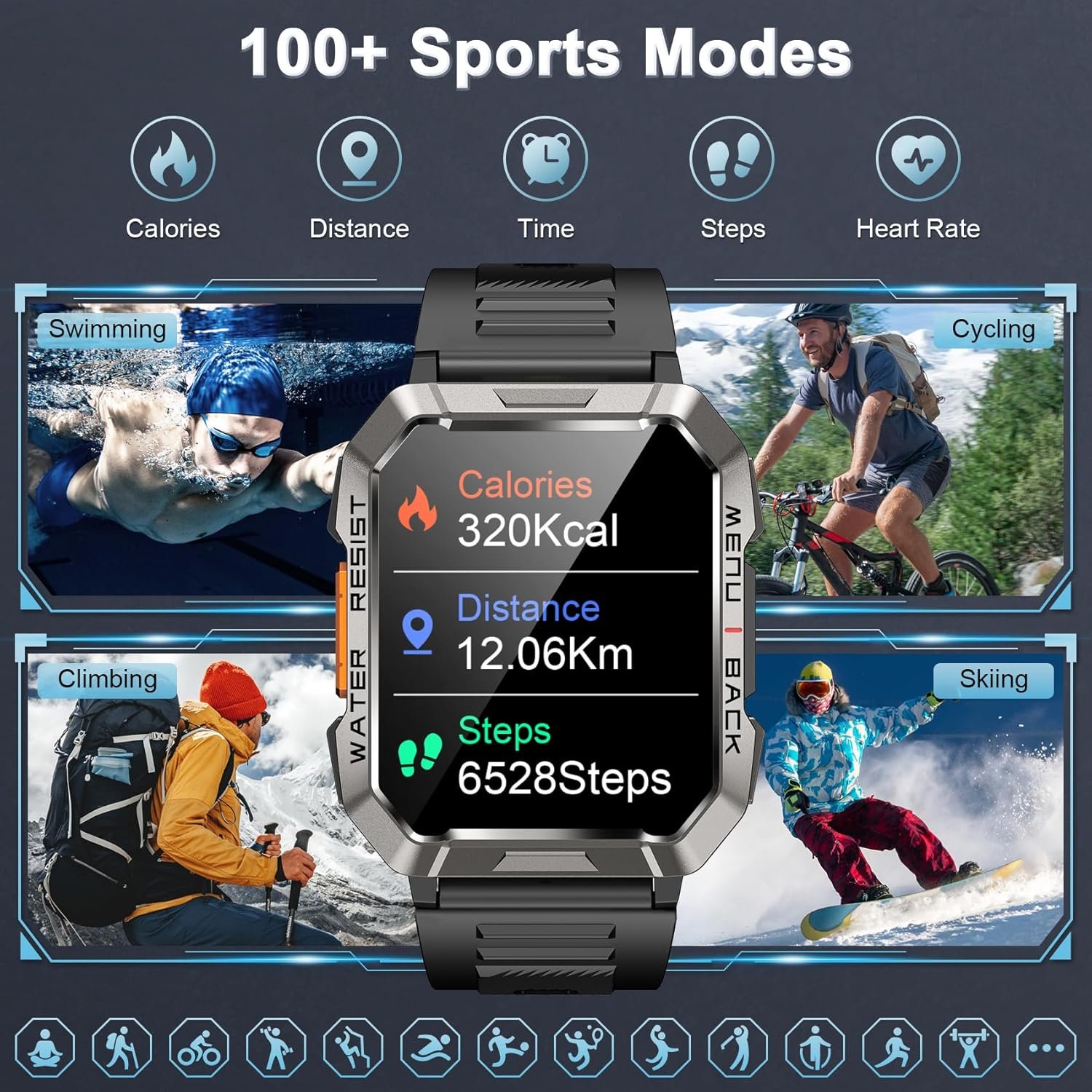 Military Smart Watch for Men(Answer/Make Call), Outdoor Spor... - Image 4