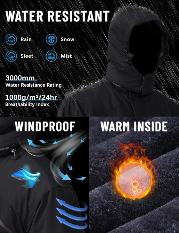 TACVASEN Men's Winter Skiing Jackets Water Resistant Fleece ...
